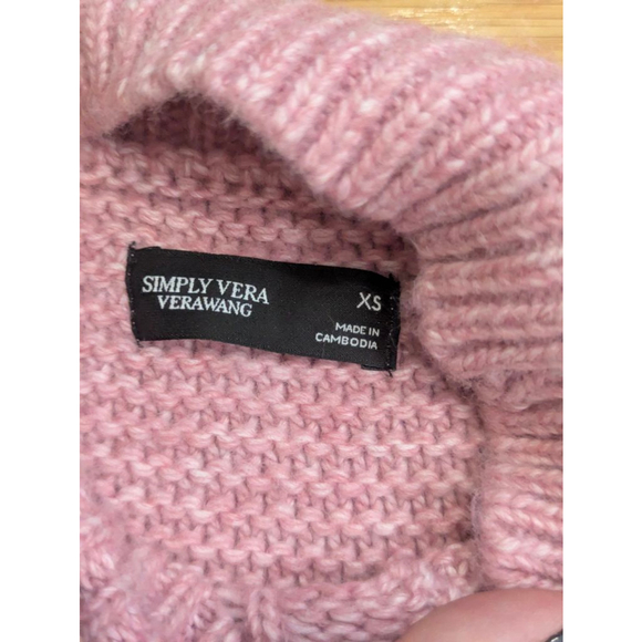 Simply Vera Vera Wang NWT Pink Cable Knit Mock Neck Sweater XS - Picture 3 of 11